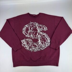 Superr Radical Mens Size L Barbed Wire Pullover Sweatshirt Red